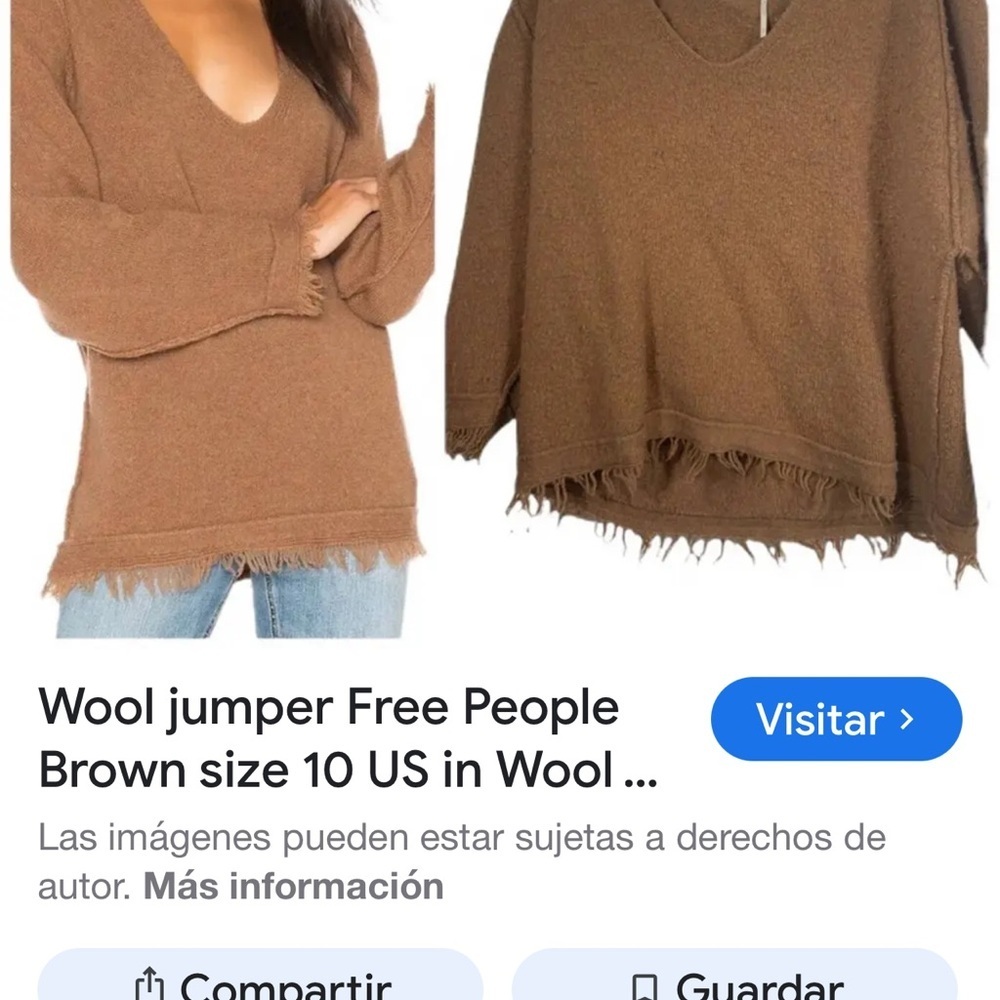 Free People Tan V-Neck Sweater with Fringe - Picture 10 of 13